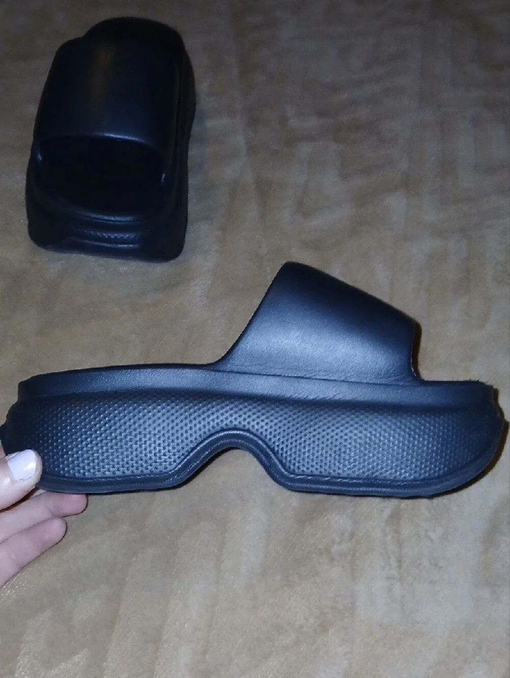 Womens Black Platform Slide Sandals Lightweight Unbranded Sz: 39, 8